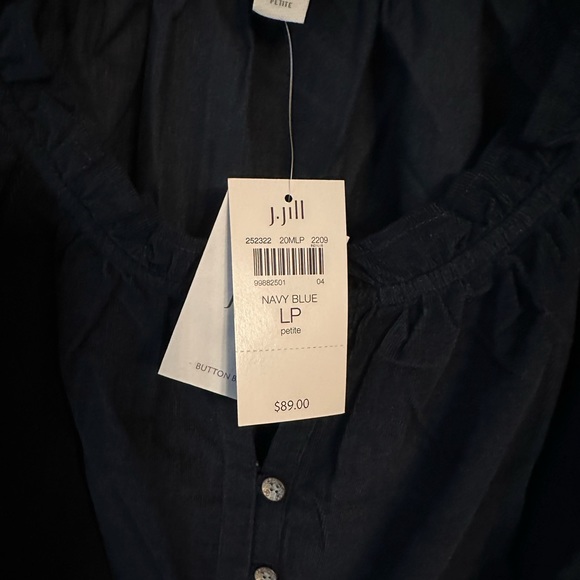 NWT J. Jill Navy Blue Corduroy Top - Large Petite - Picture 4 of 5